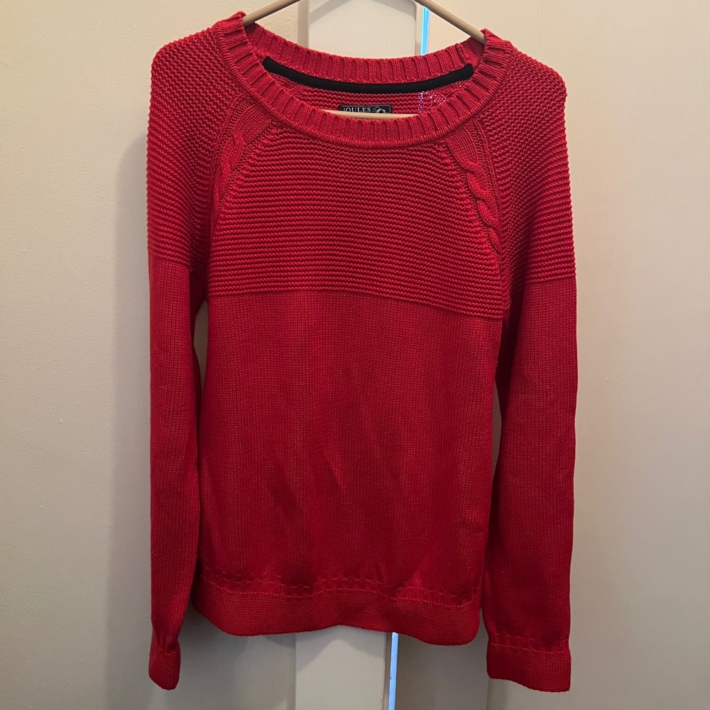 Joules Red Mixed Knit Sweater Size 10 Cotton Wool Lowry Winter‎ Cabin Comfy